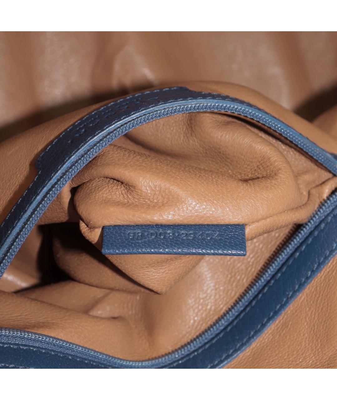 BVLGARI Синяя кожаная сумка с короткими ручками, фото 8