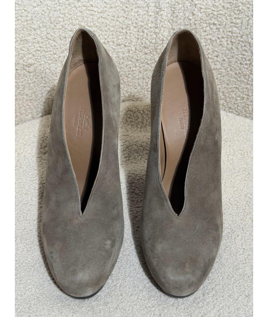 HERMES Серые замшевые туфли, фото 2