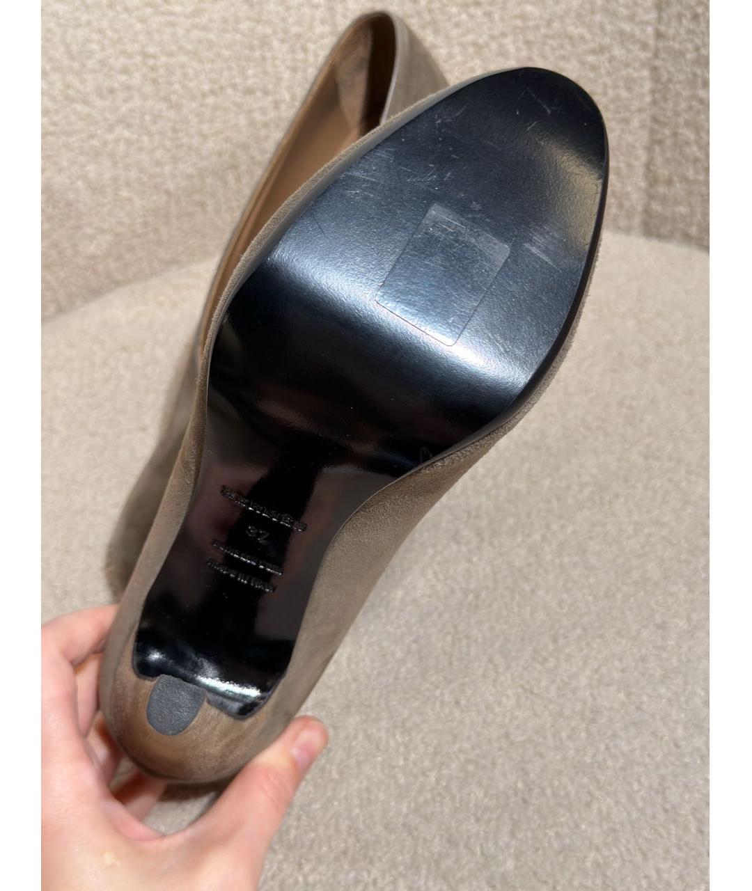 HERMES Серые замшевые туфли, фото 7