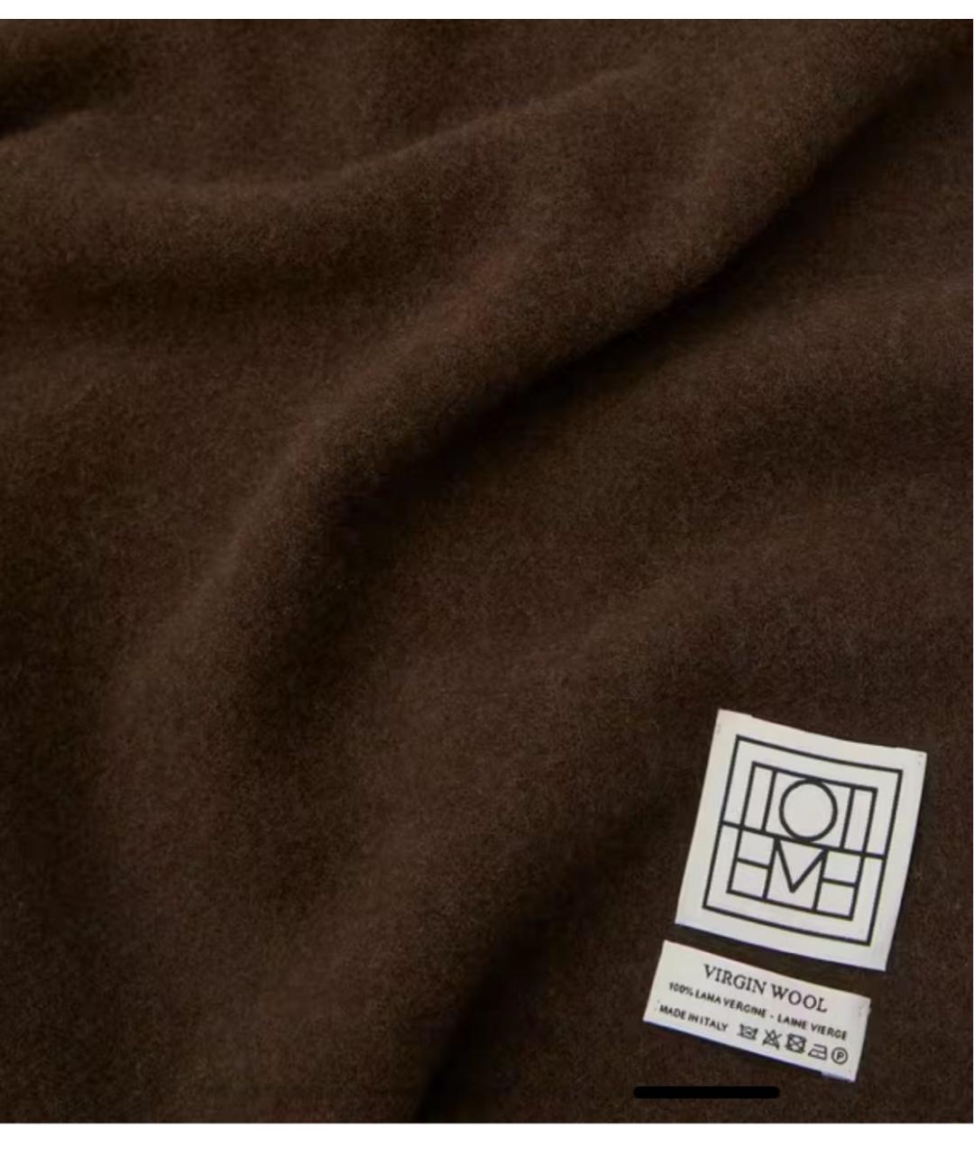 TOTEME Коричневый шерстяной шарф, фото 2