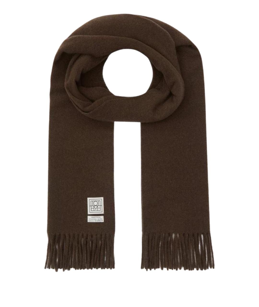 TOTEME Коричневый шерстяной шарф, фото 1