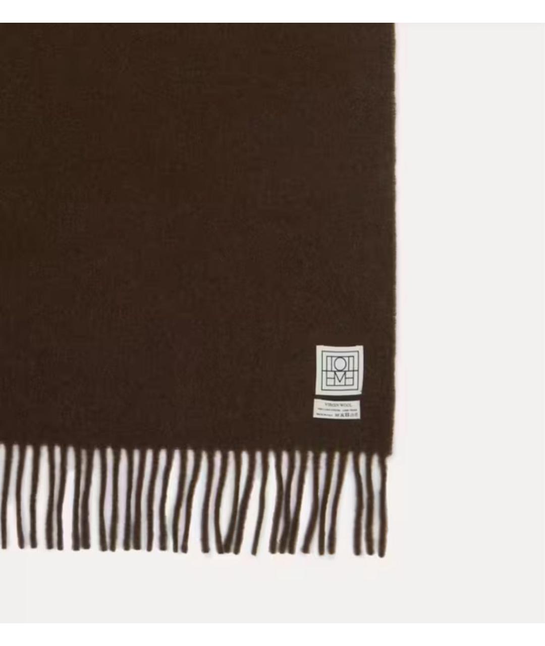 TOTEME Коричневый шерстяной шарф, фото 3