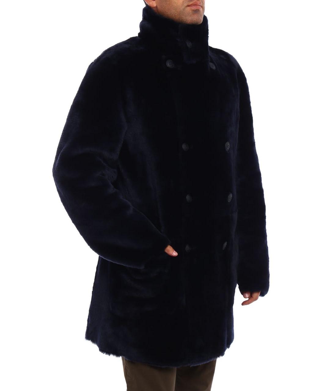 EMPORIO ARMANI Темно-синяя меховая дубленка/шуба, фото 5