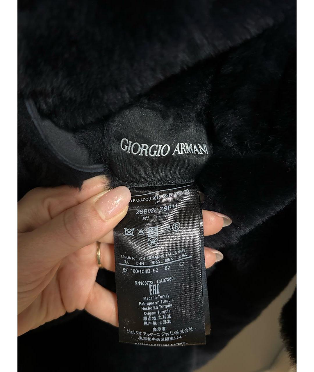 EMPORIO ARMANI Темно-синяя меховая дубленка/шуба, фото 4