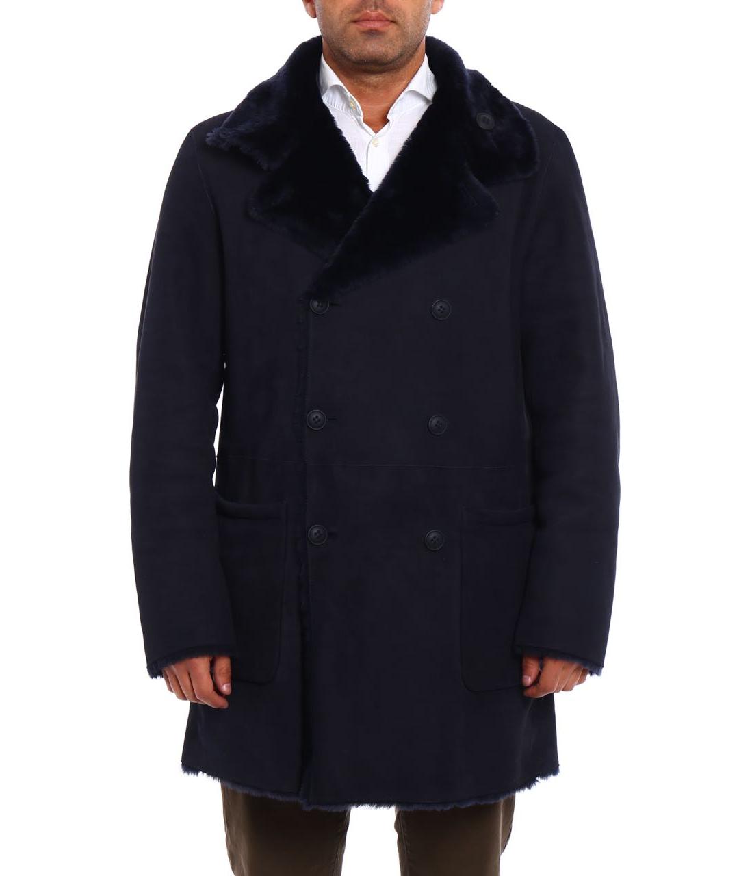 EMPORIO ARMANI Темно-синяя меховая дубленка/шуба, фото 2