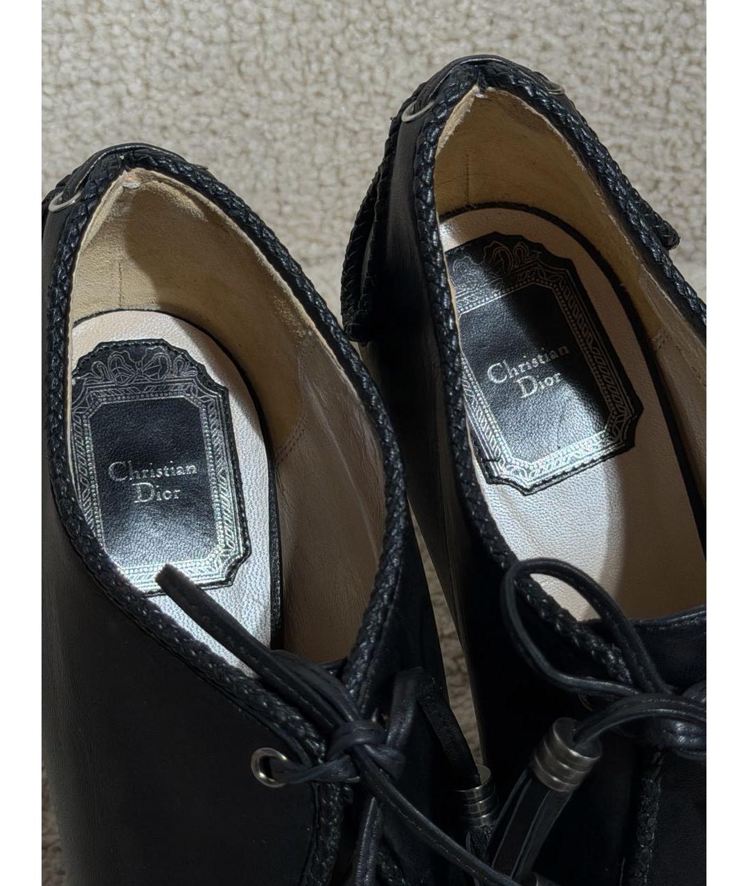 CHRISTIAN DIOR Черные кожаные ботильоны, фото 3