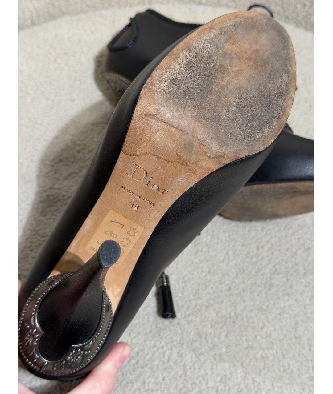 CHRISTIAN DIOR Черные кожаные ботильоны, фото 8