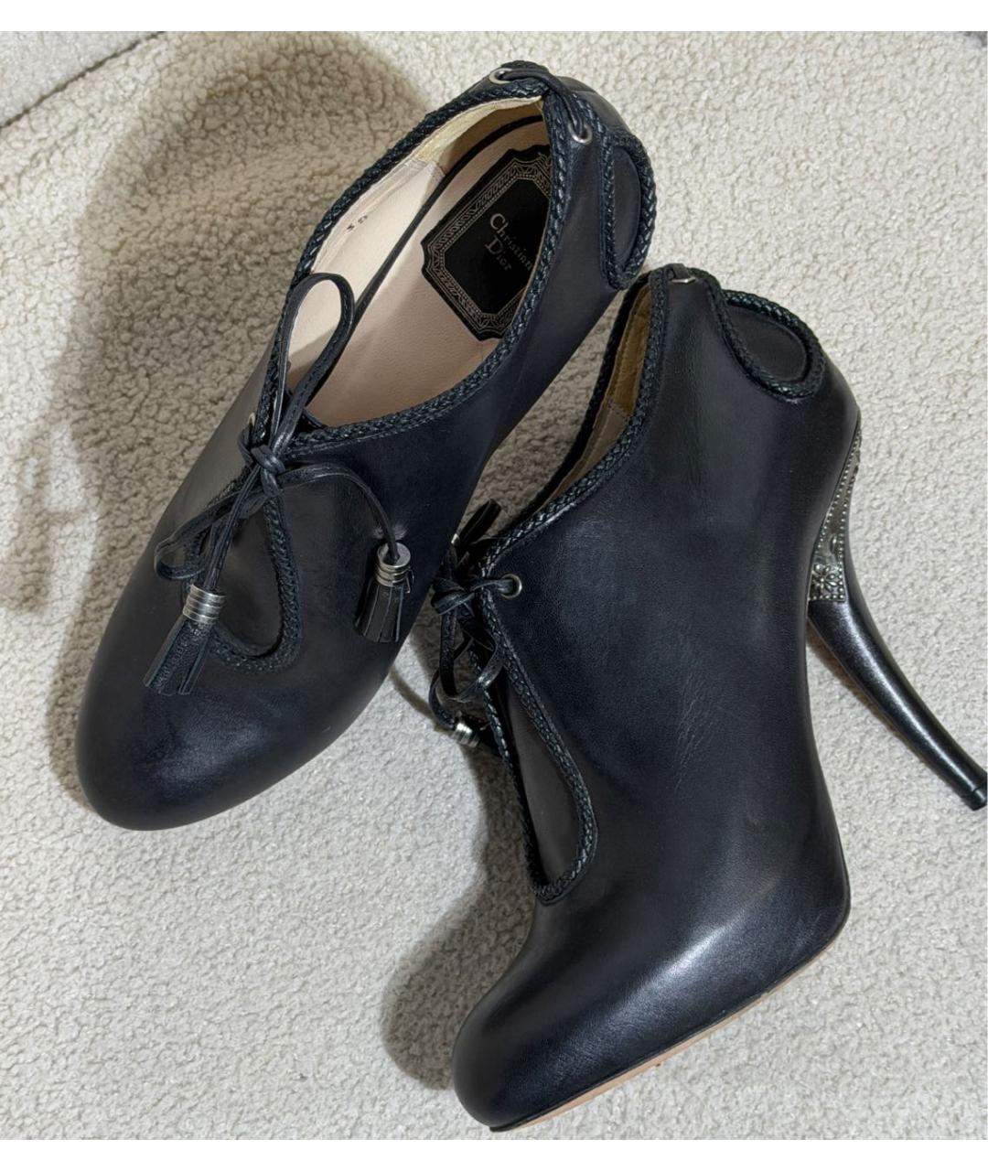 CHRISTIAN DIOR Черные кожаные ботильоны, фото 5