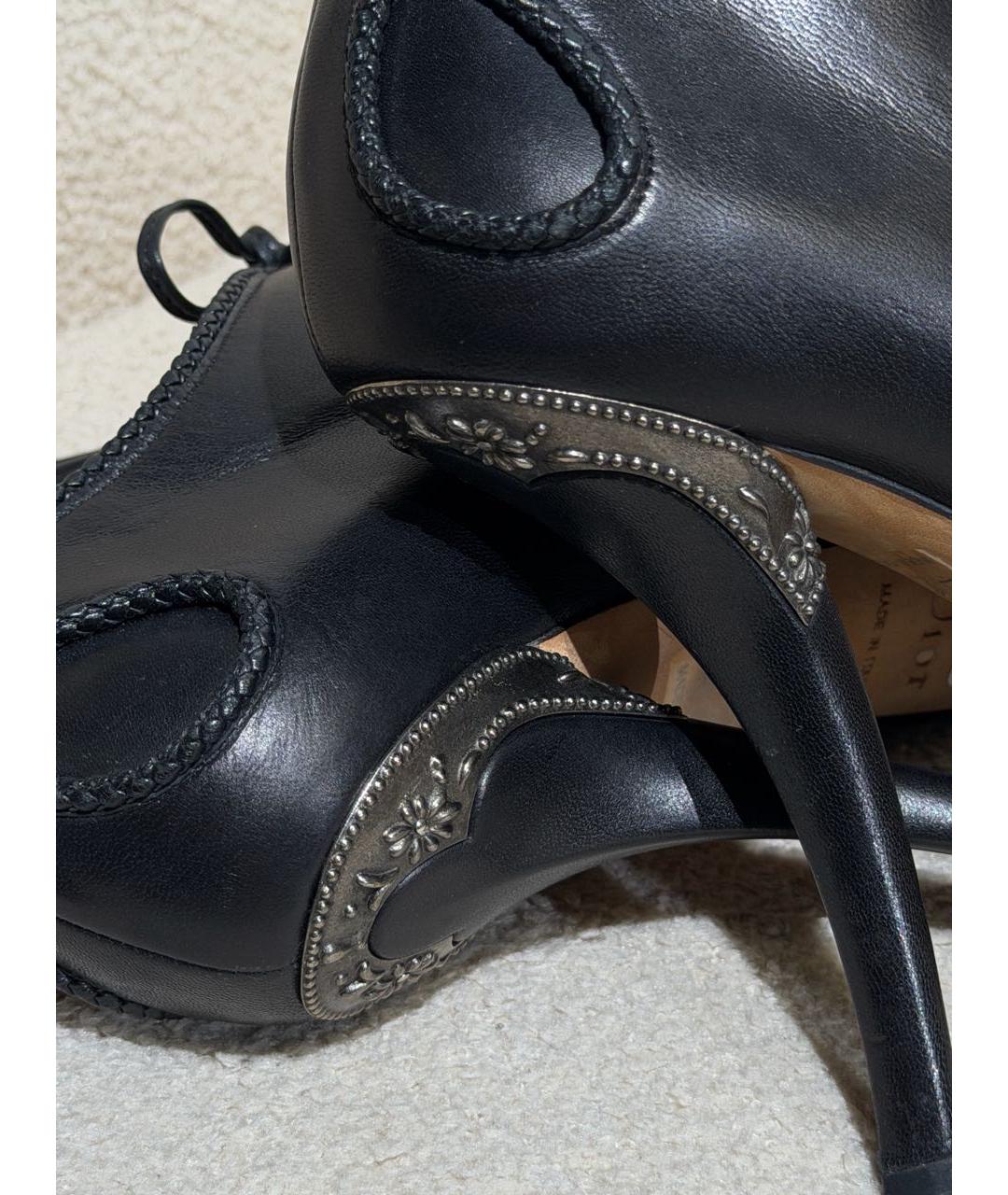 CHRISTIAN DIOR Черные кожаные ботильоны, фото 6