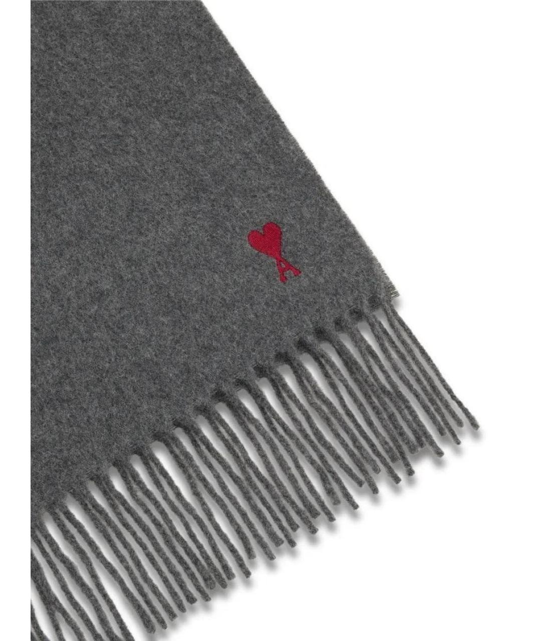 Ami Paris Антрацитовый шерстяной шарф, фото 2