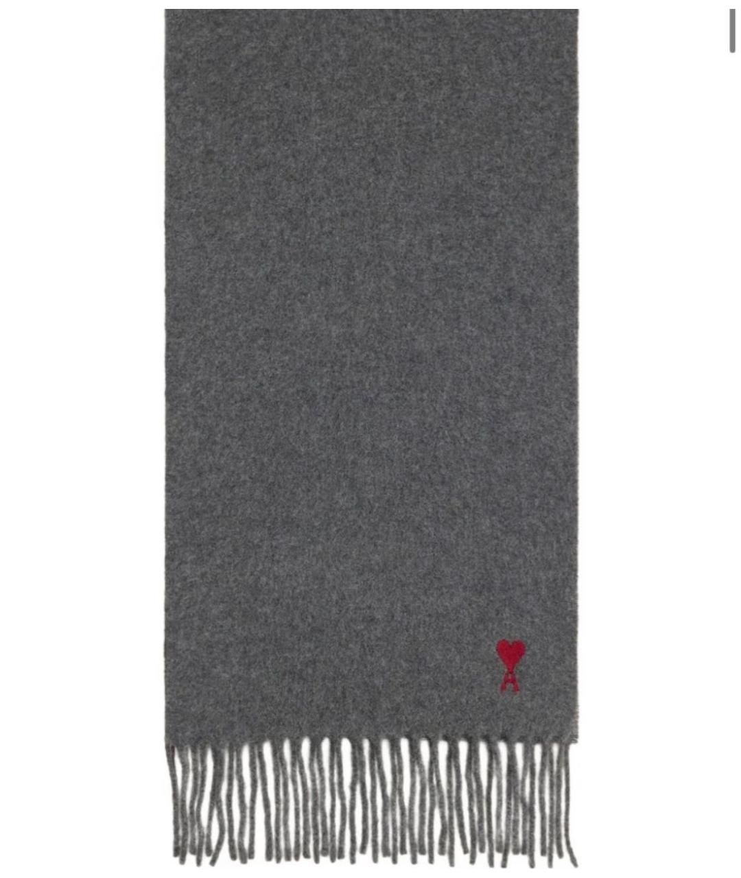 Ami Paris Антрацитовый шерстяной шарф, фото 4