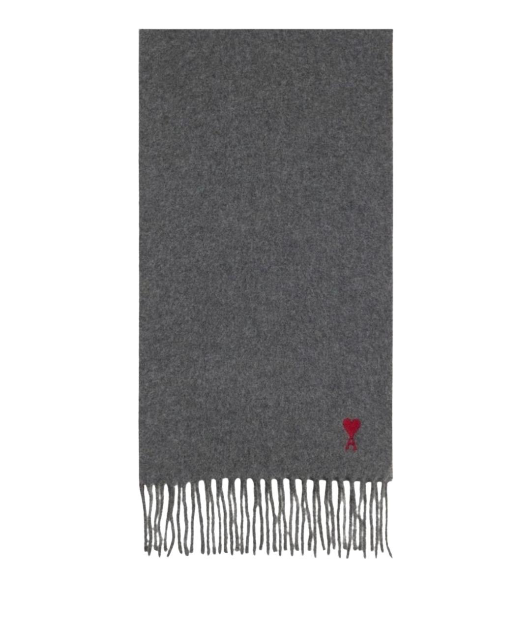 Ami Paris Антрацитовый шерстяной шарф, фото 1