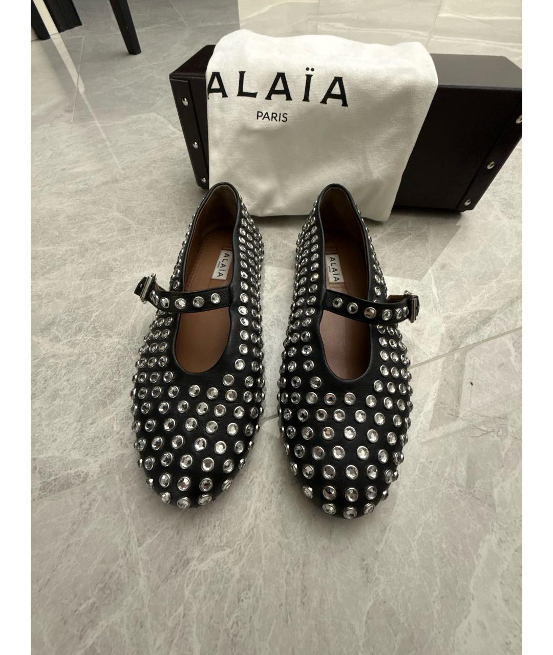 ALAIA Черные кожаные балетки, фото 2
