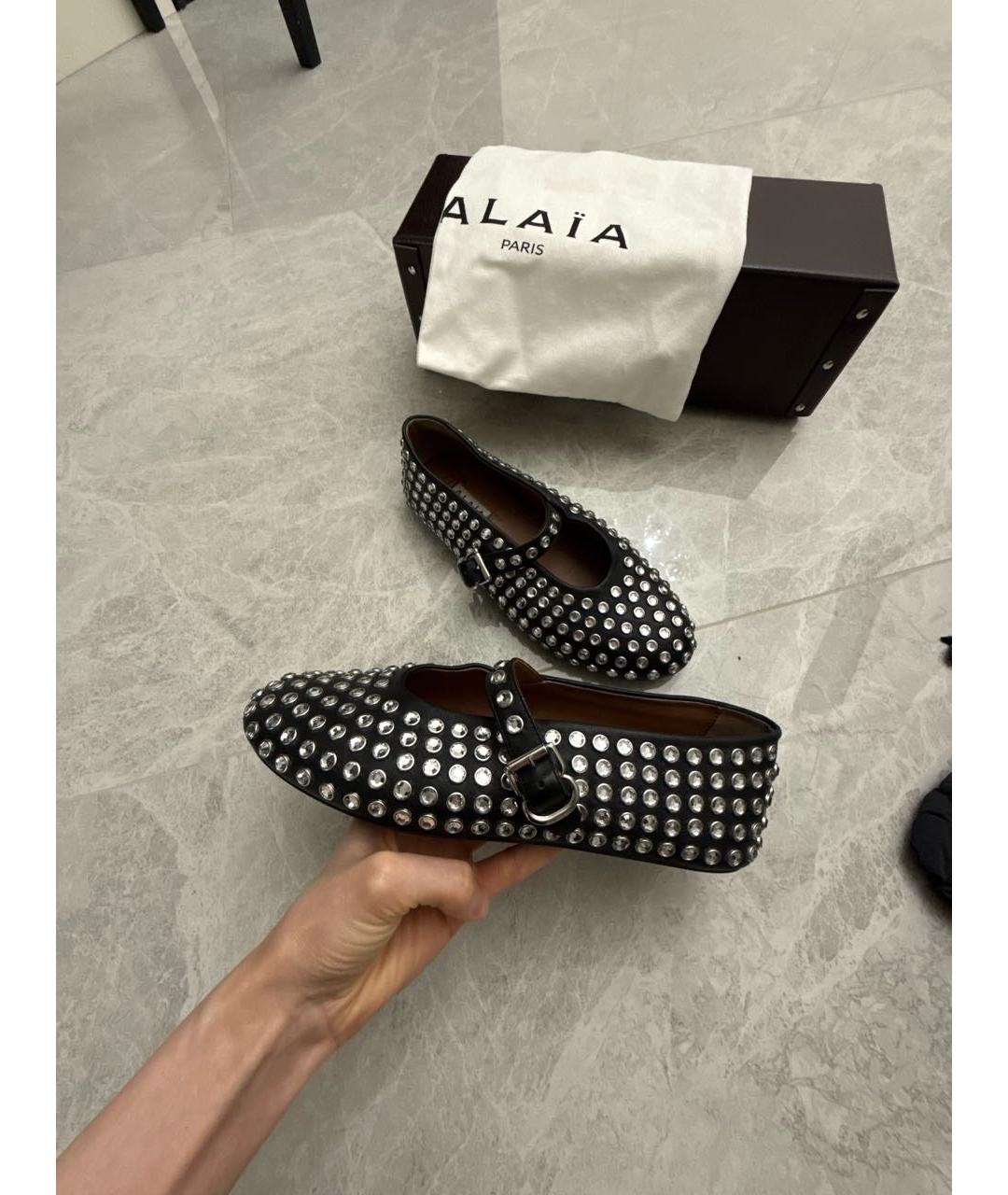 ALAIA Черные кожаные балетки, фото 5
