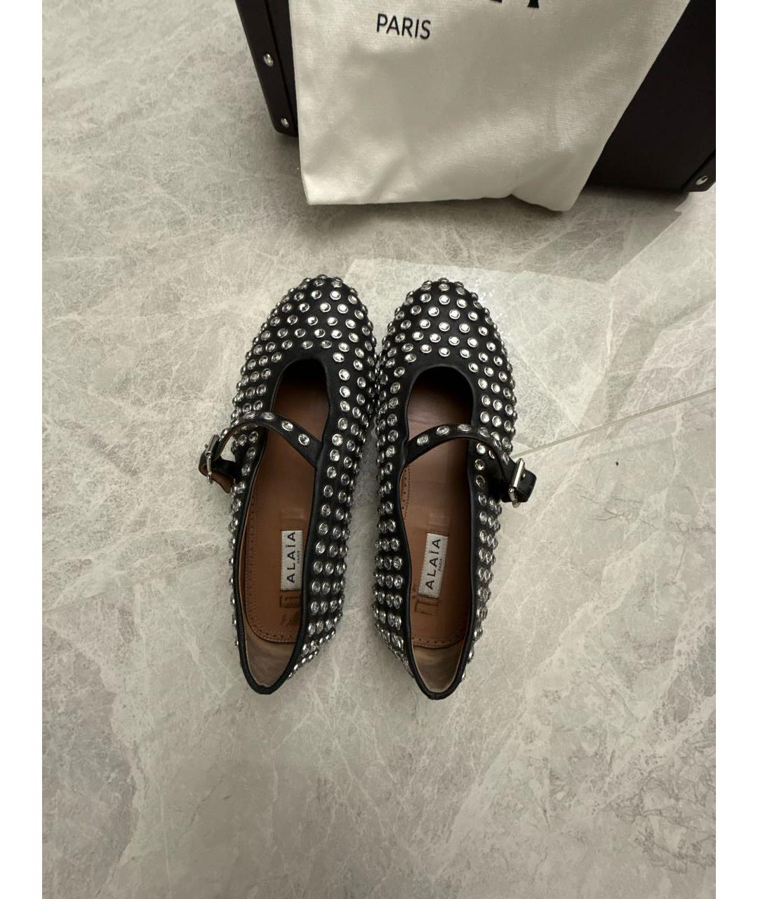 ALAIA Черные кожаные балетки, фото 3