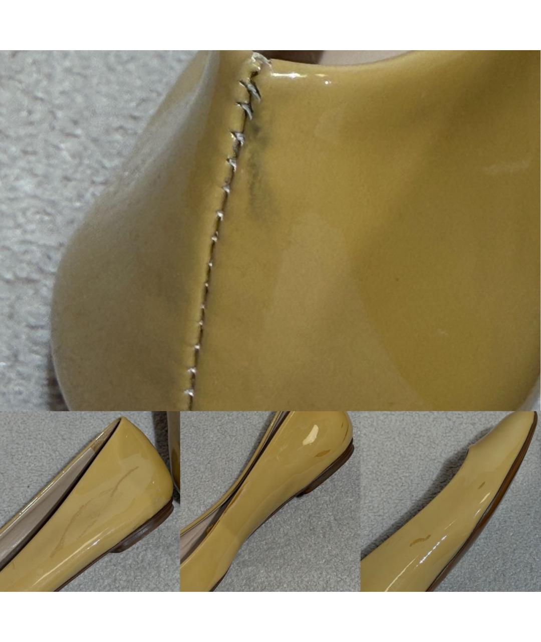 SAINT LAURENT Бежевые балетки из лакированной кожи, фото 7