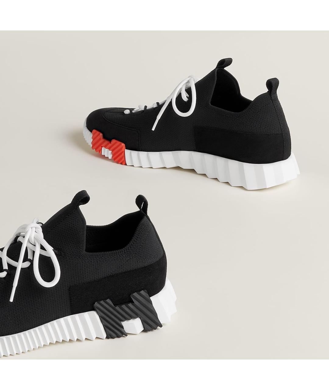 HERMES Черные текстильные низкие кроссовки / кеды, фото 5