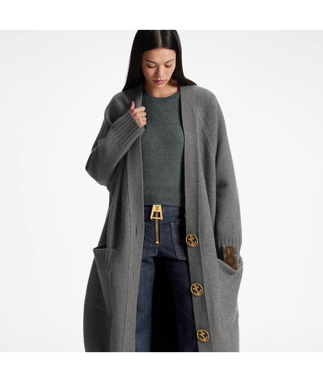 LOUIS VUITTON Серое шерстяное пальто, фото 2