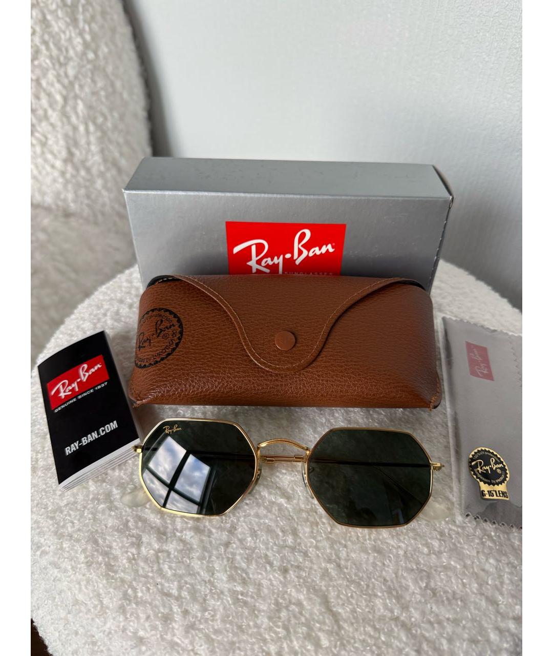 RAY BAN Черные металлические солнцезащитные очки, фото 3