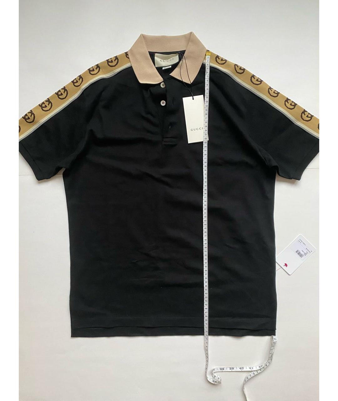 GUCCI Черное хлопко-эластановое поло с коротким рукавом, фото 2