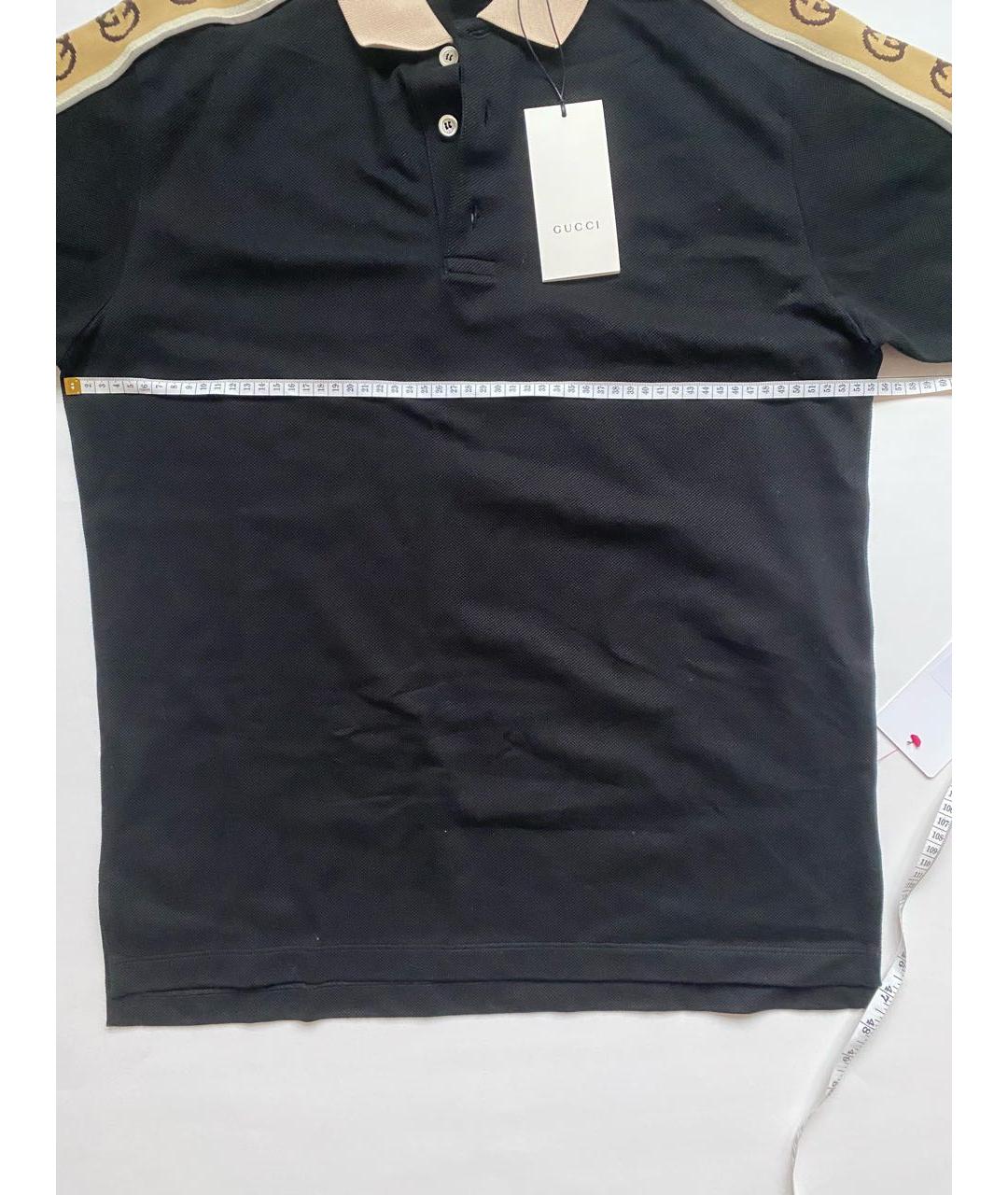 GUCCI Черное хлопко-эластановое поло с коротким рукавом, фото 3