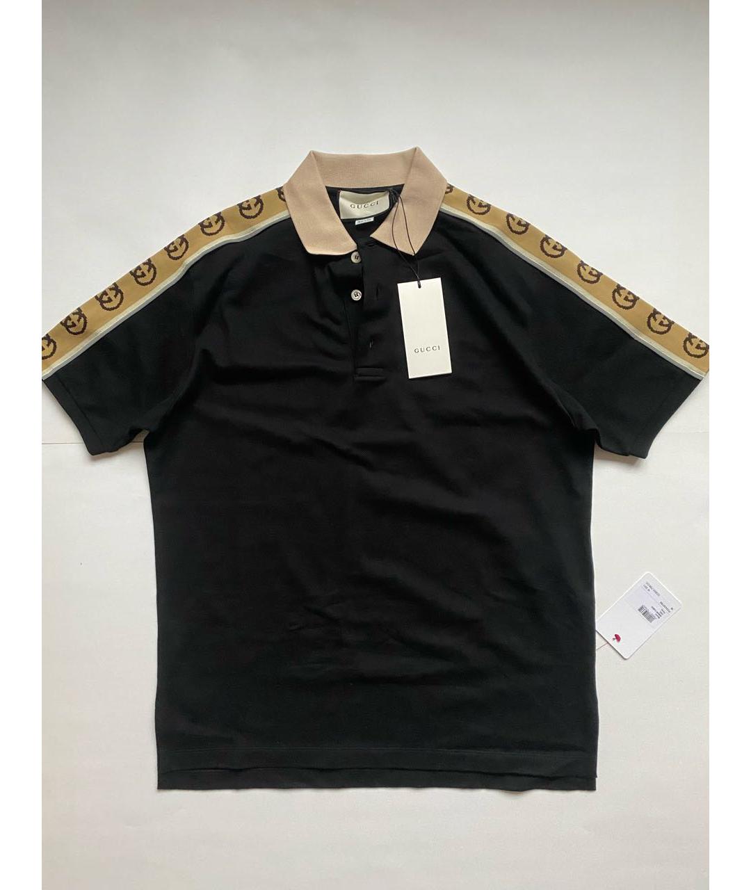 GUCCI Черное хлопко-эластановое поло с коротким рукавом, фото 7