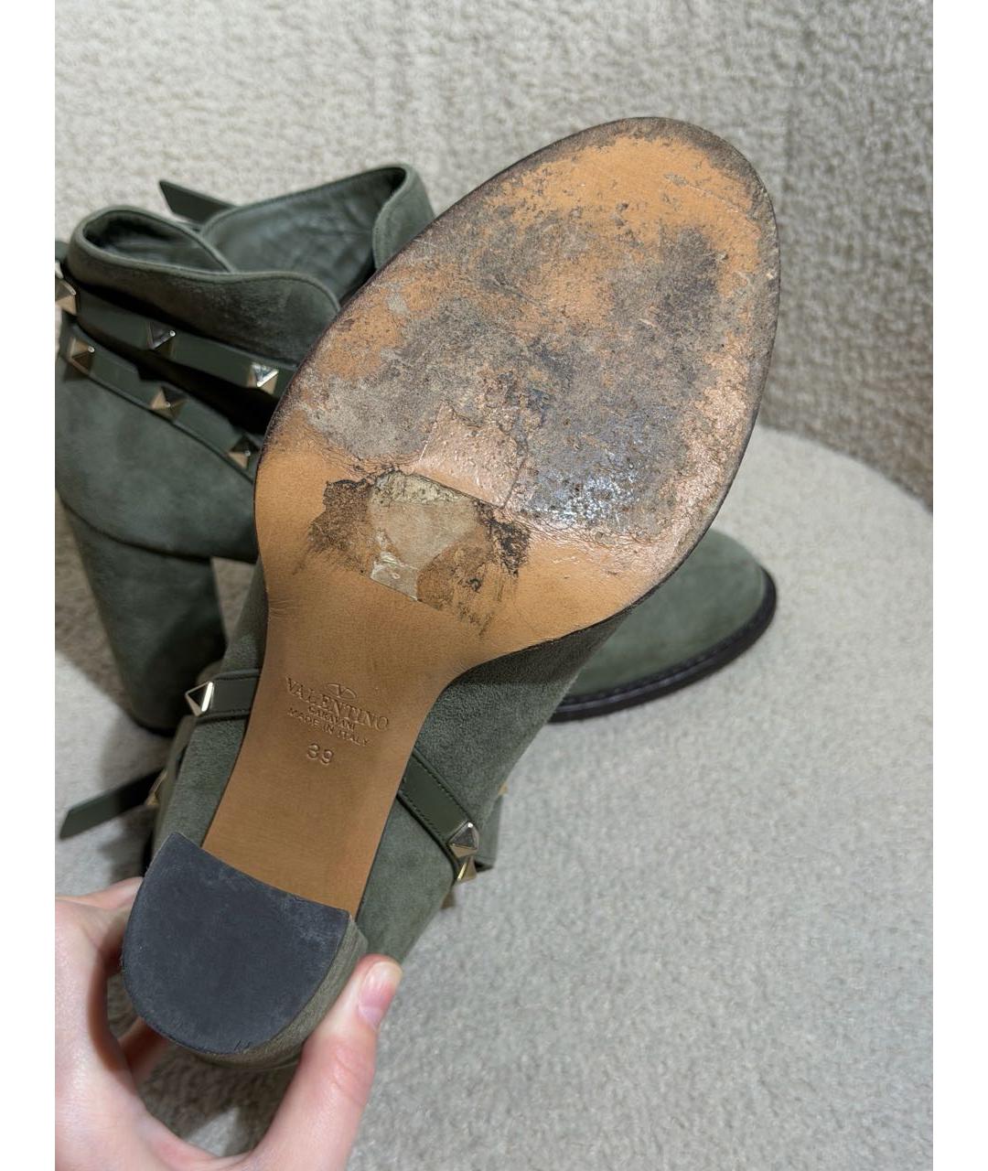 VALENTINO Хаки замшевые ботильоны, фото 7