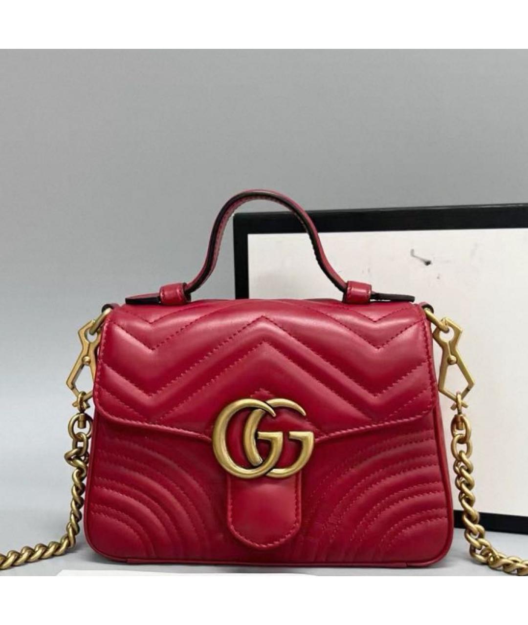 GUCCI Красная кожаная сумка через плечо, фото 5