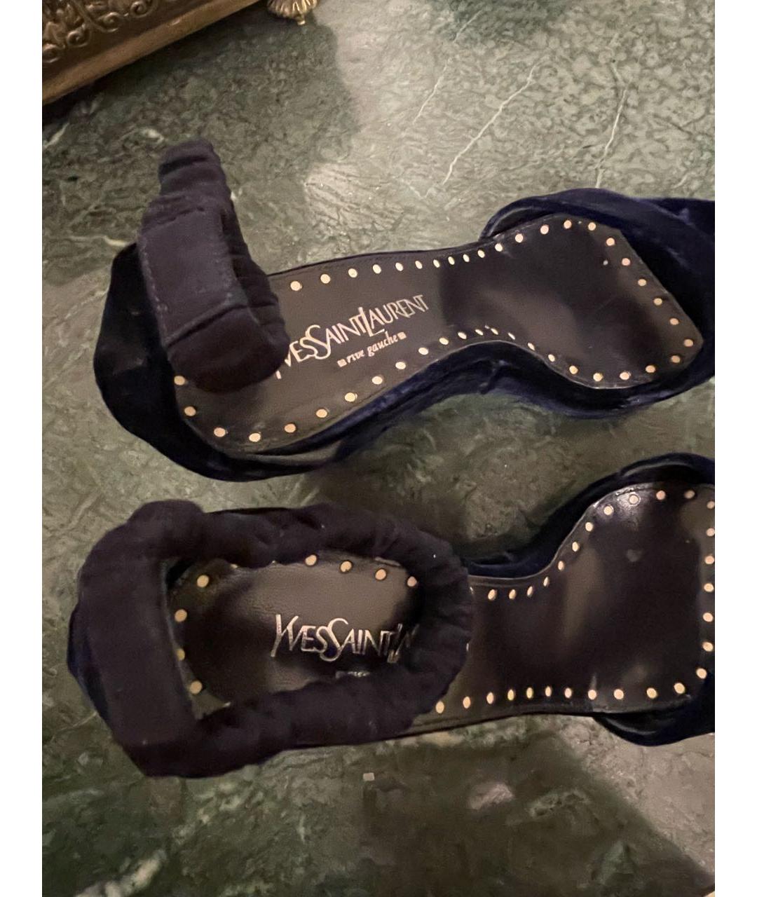 SAINT LAURENT Фиолетовые бархатные босоножки, фото 3