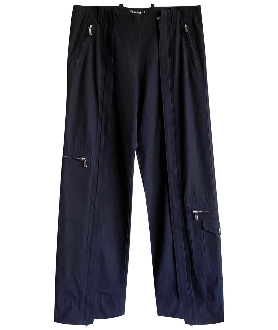 VERSACE Темно-синие шерстяные повседневные брюки, фото 13