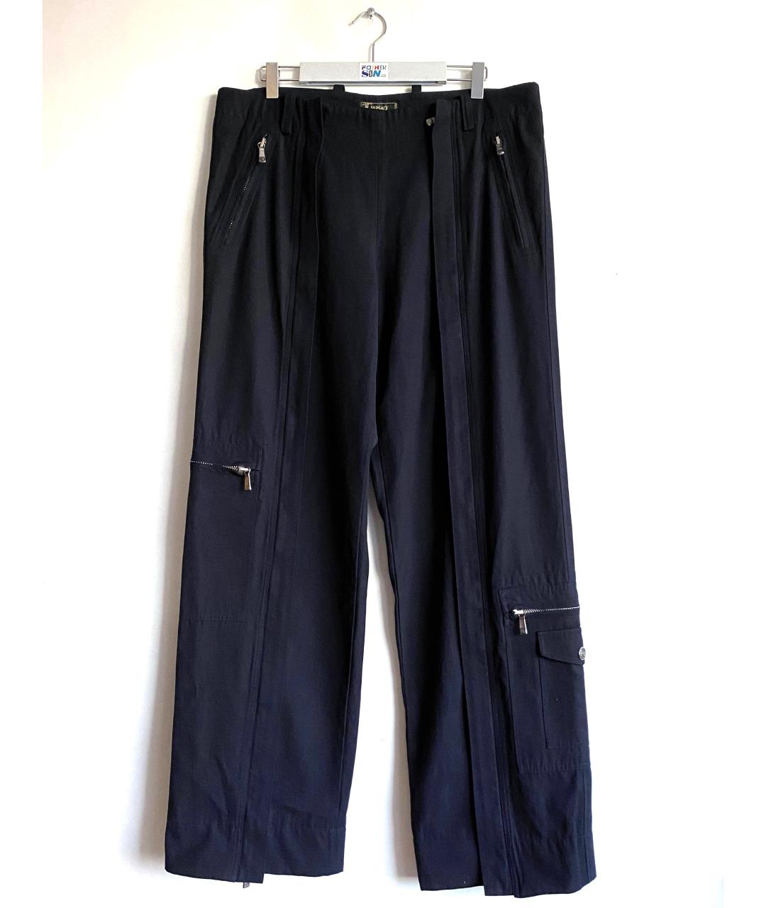 VERSACE Темно-синие шерстяные повседневные брюки, фото 4