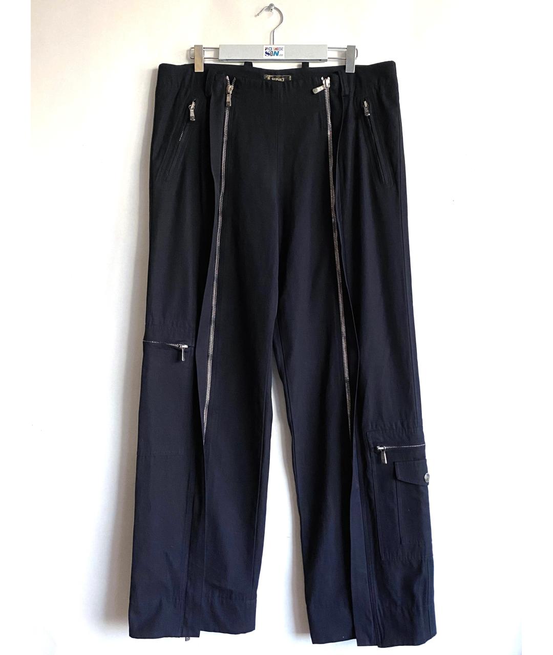 VERSACE Темно-синие шерстяные повседневные брюки, фото 10