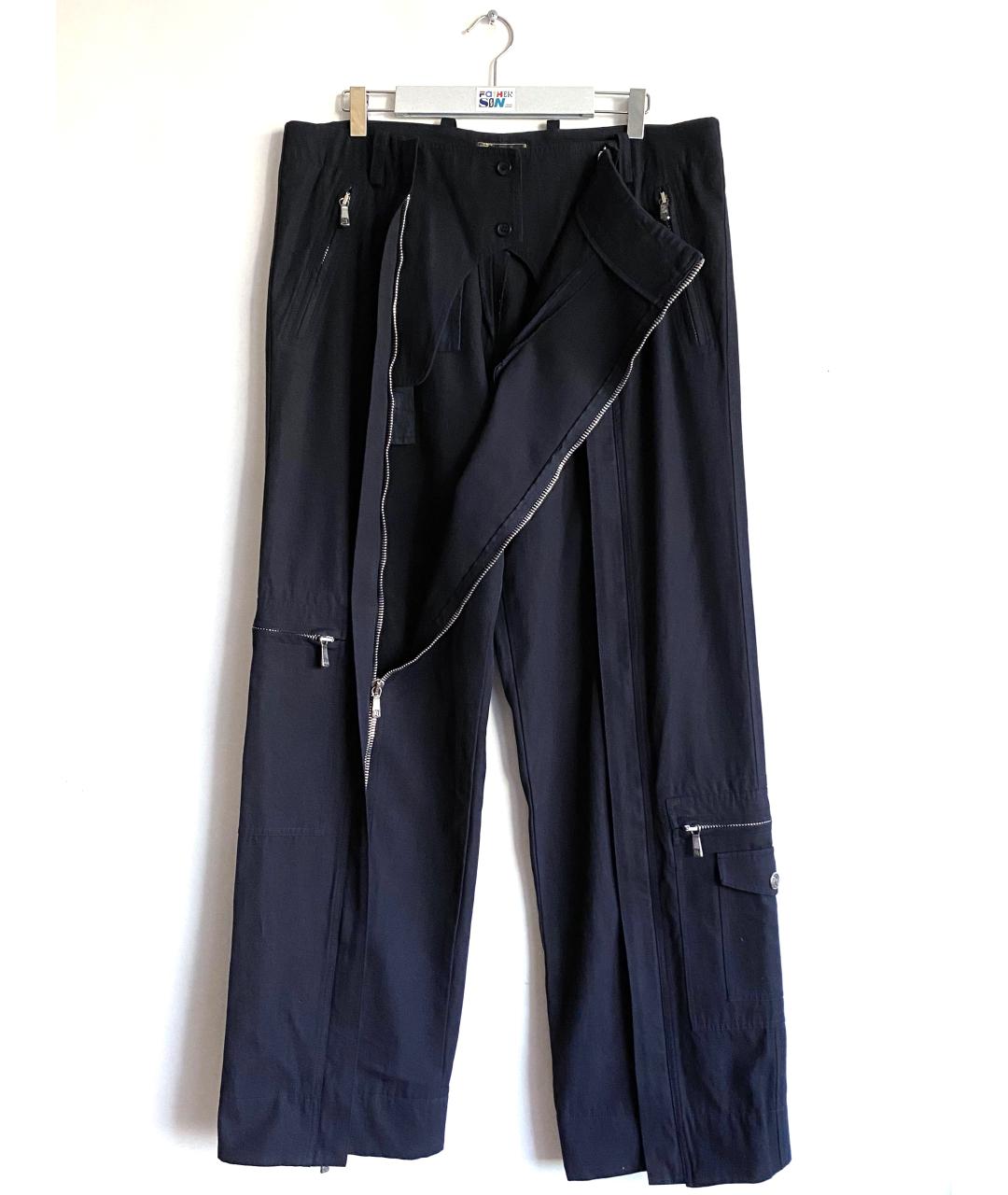 VERSACE Темно-синие шерстяные повседневные брюки, фото 3