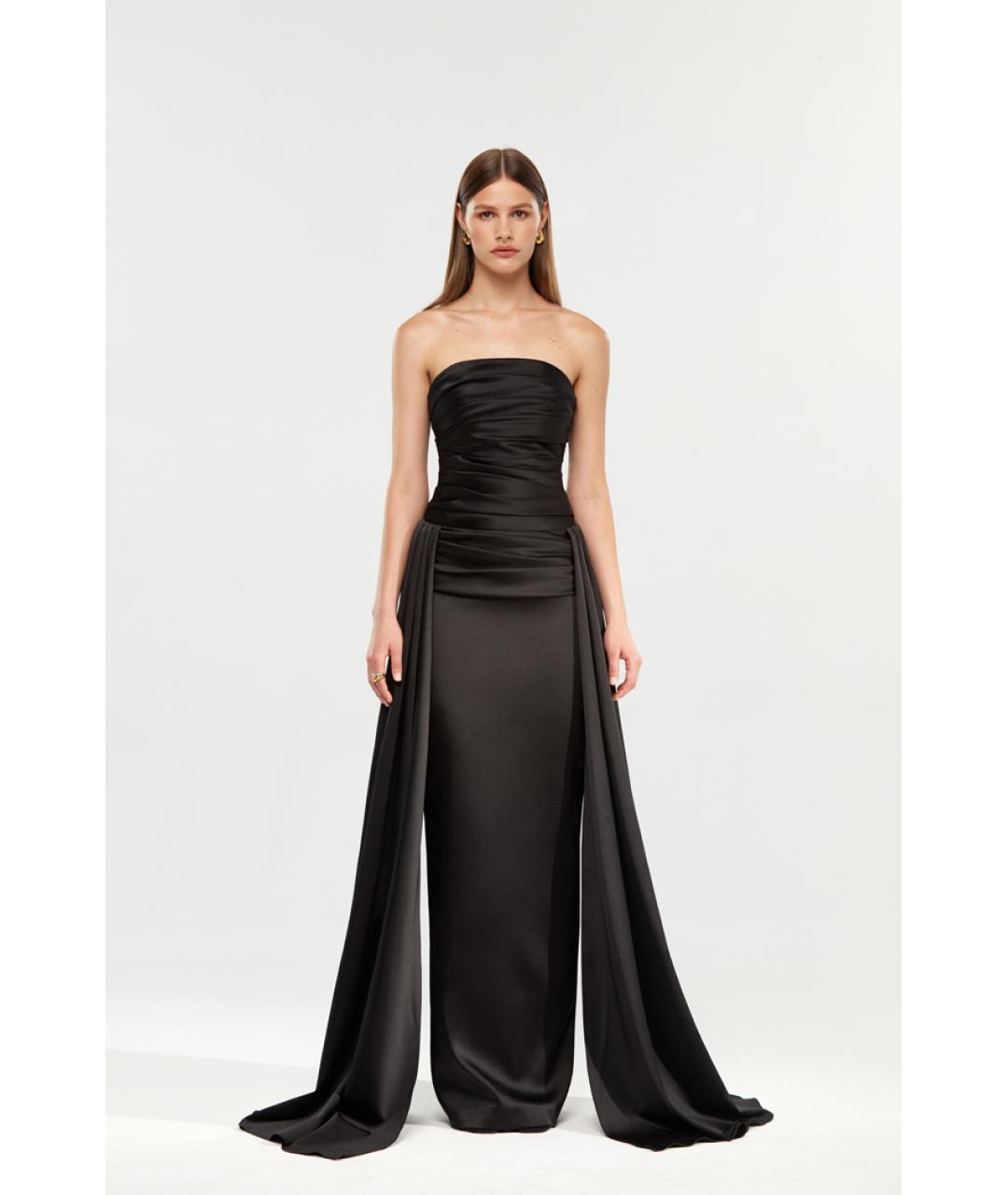 RASARIO Черное атласное вечернее платье, фото 4