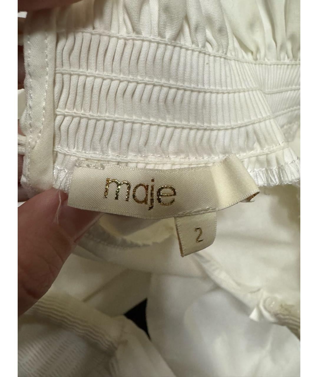 MAJE Белая хлопковая блузы, фото 3