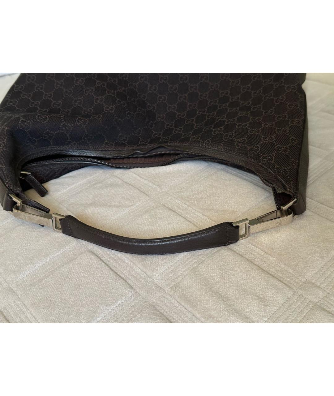GUCCI Коричневая тканевая сумка с короткими ручками, фото 8
