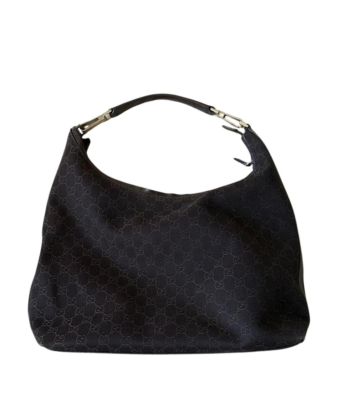 GUCCI Коричневая тканевая сумка с короткими ручками, фото 1