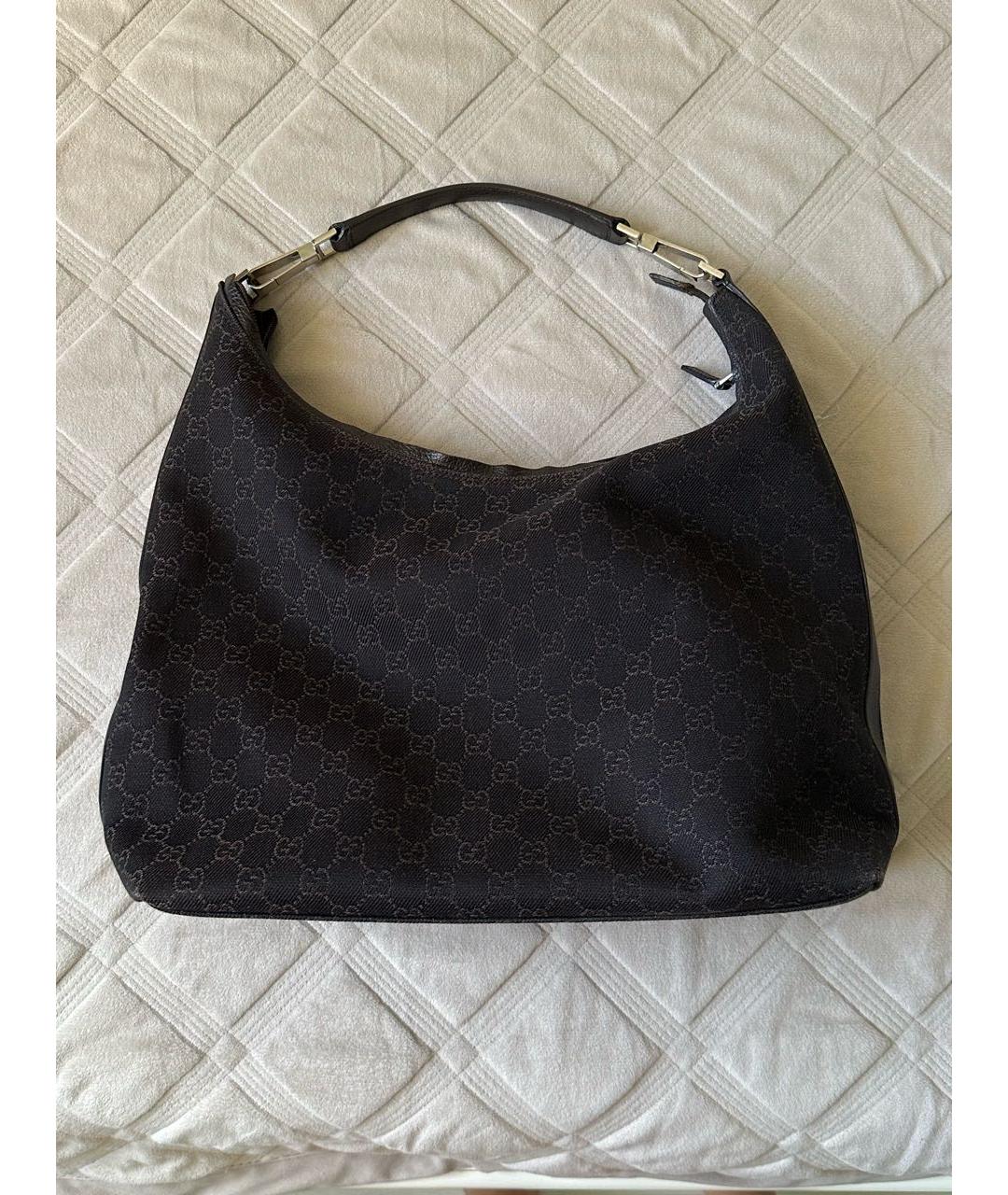 GUCCI Коричневая тканевая сумка с короткими ручками, фото 9