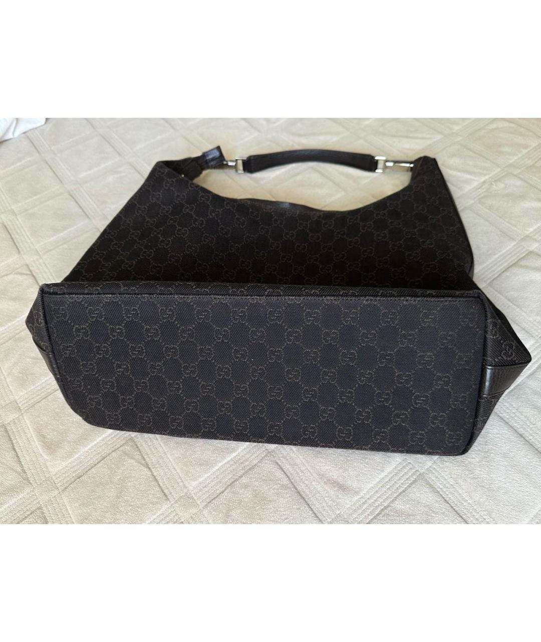 GUCCI Коричневая тканевая сумка с короткими ручками, фото 5