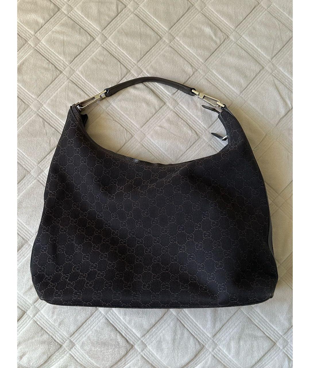 GUCCI Коричневая тканевая сумка с короткими ручками, фото 2