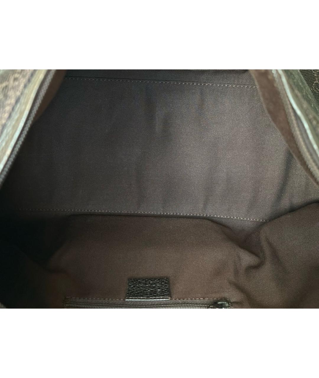 GUCCI Коричневая тканевая сумка с короткими ручками, фото 4