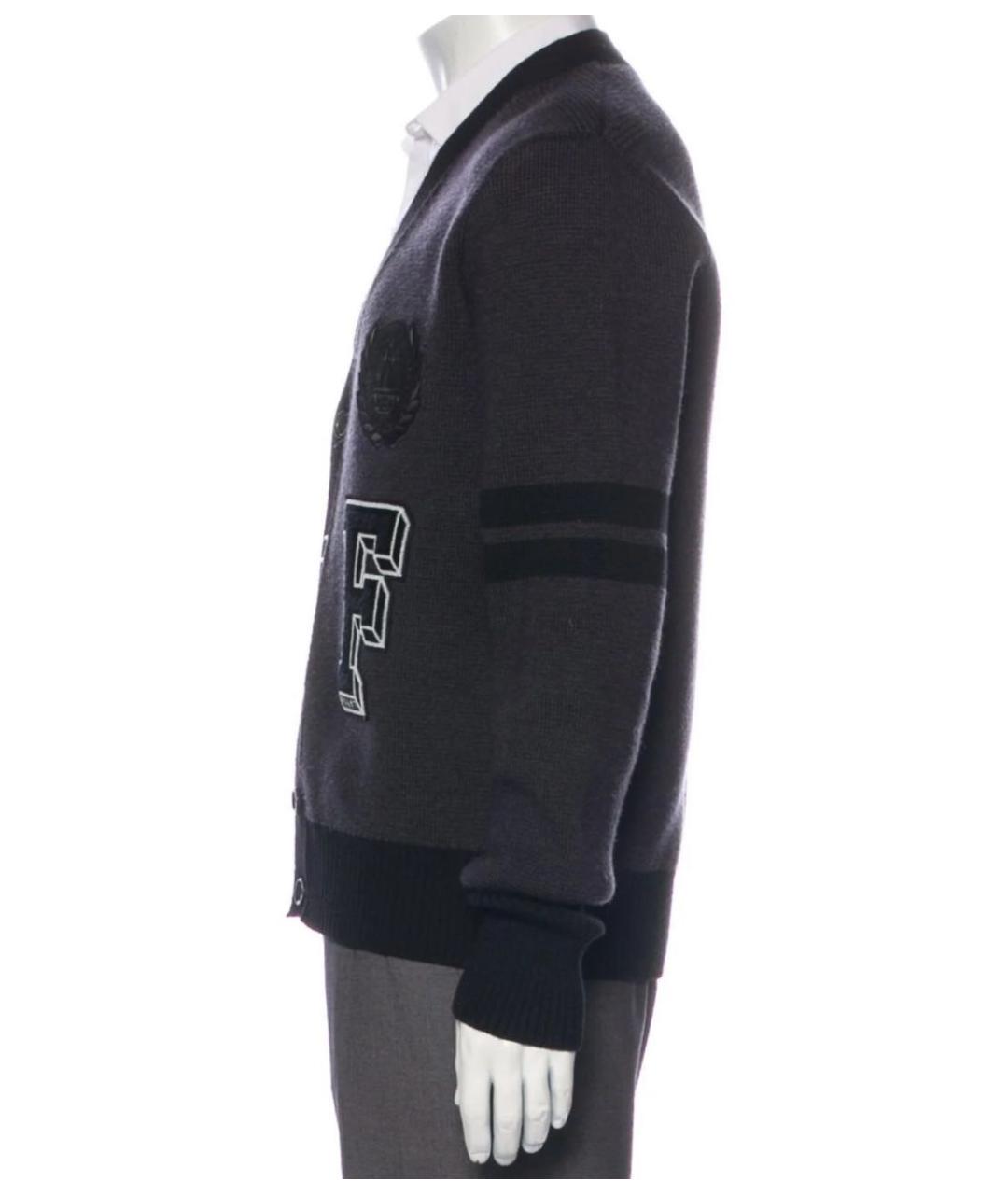 LOUIS VUITTON Антрацитовый шерстяной кардиган, фото 2