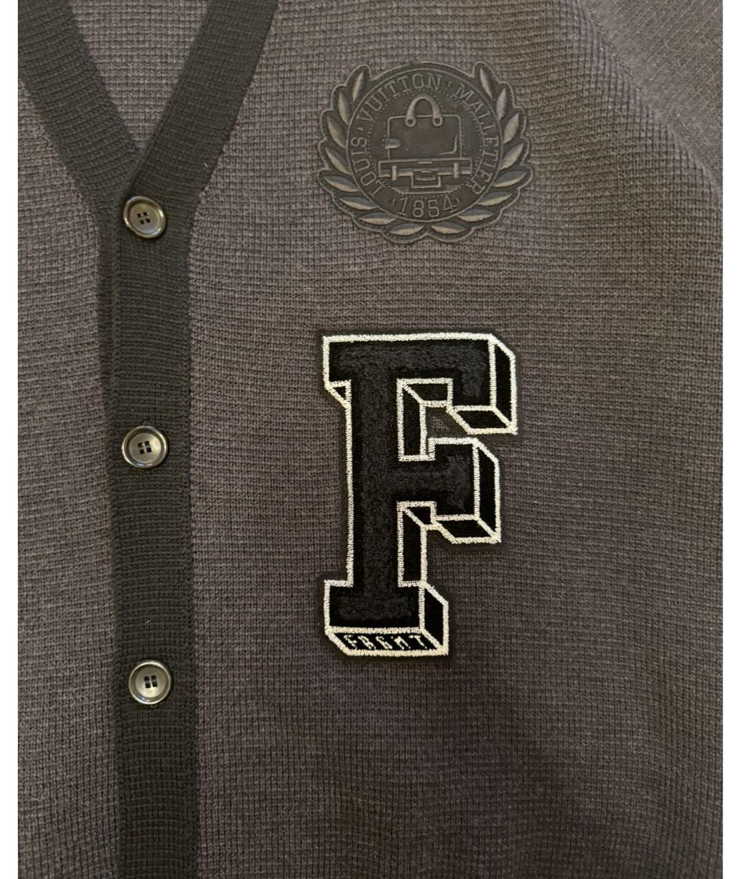 LOUIS VUITTON Антрацитовый шерстяной кардиган, фото 3