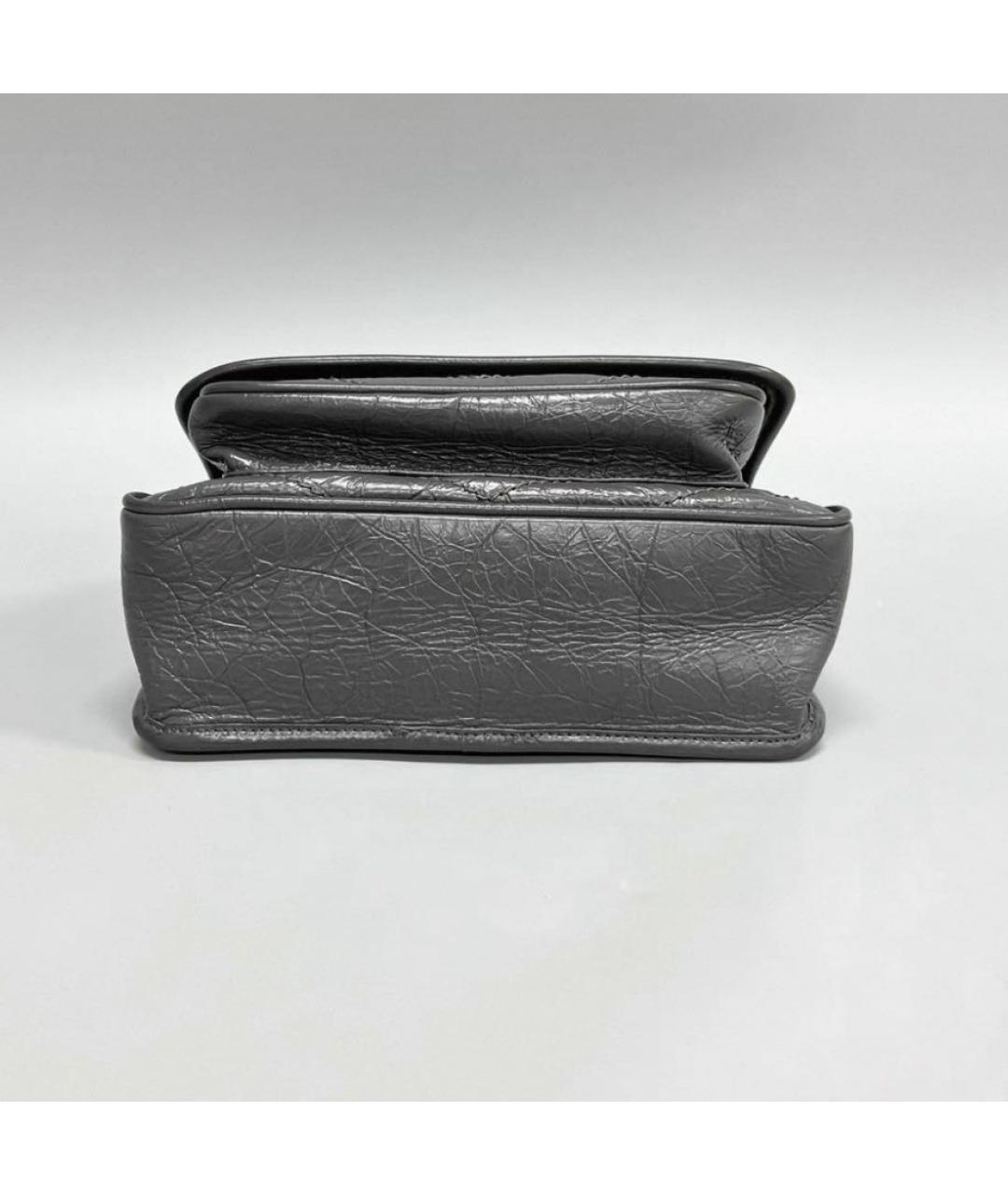 SAINT LAURENT Серая кожаная сумка через плечо, фото 3