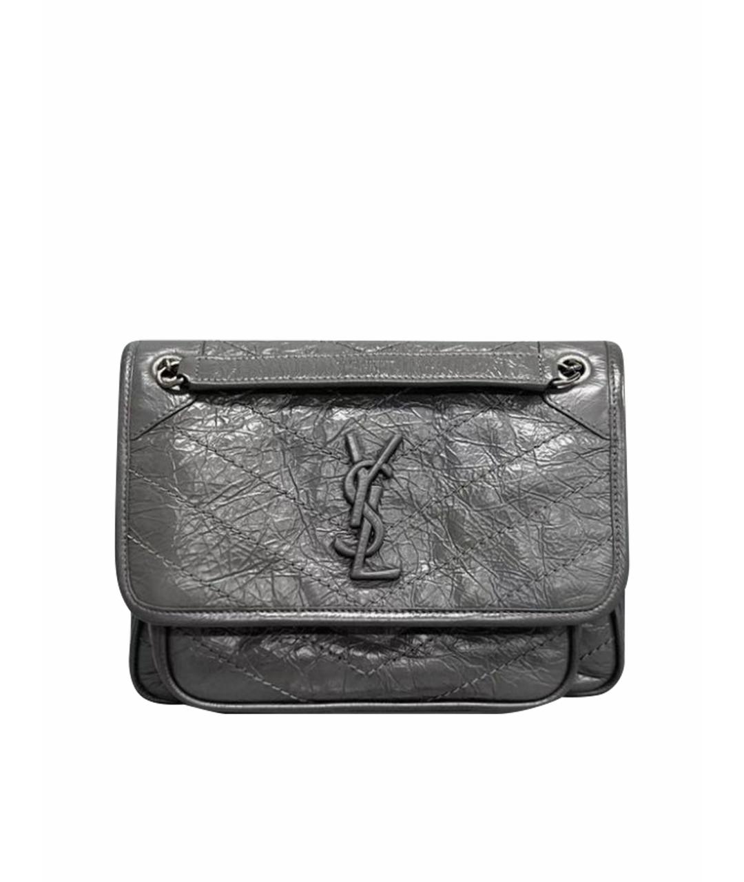 SAINT LAURENT Серая кожаная сумка через плечо, фото 1