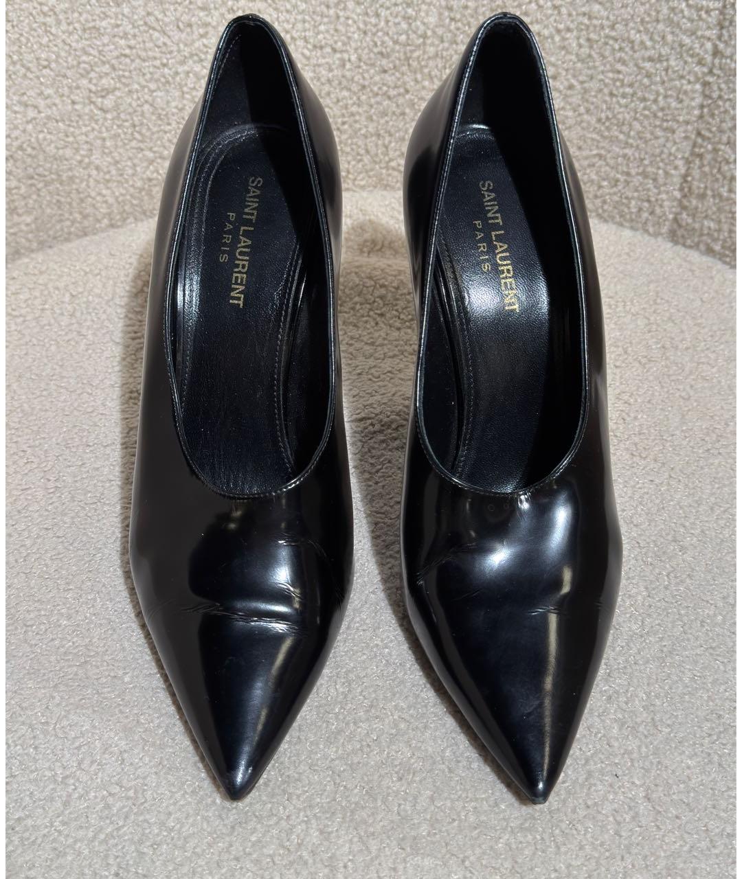 SAINT LAURENT Черные кожаные туфли, фото 2