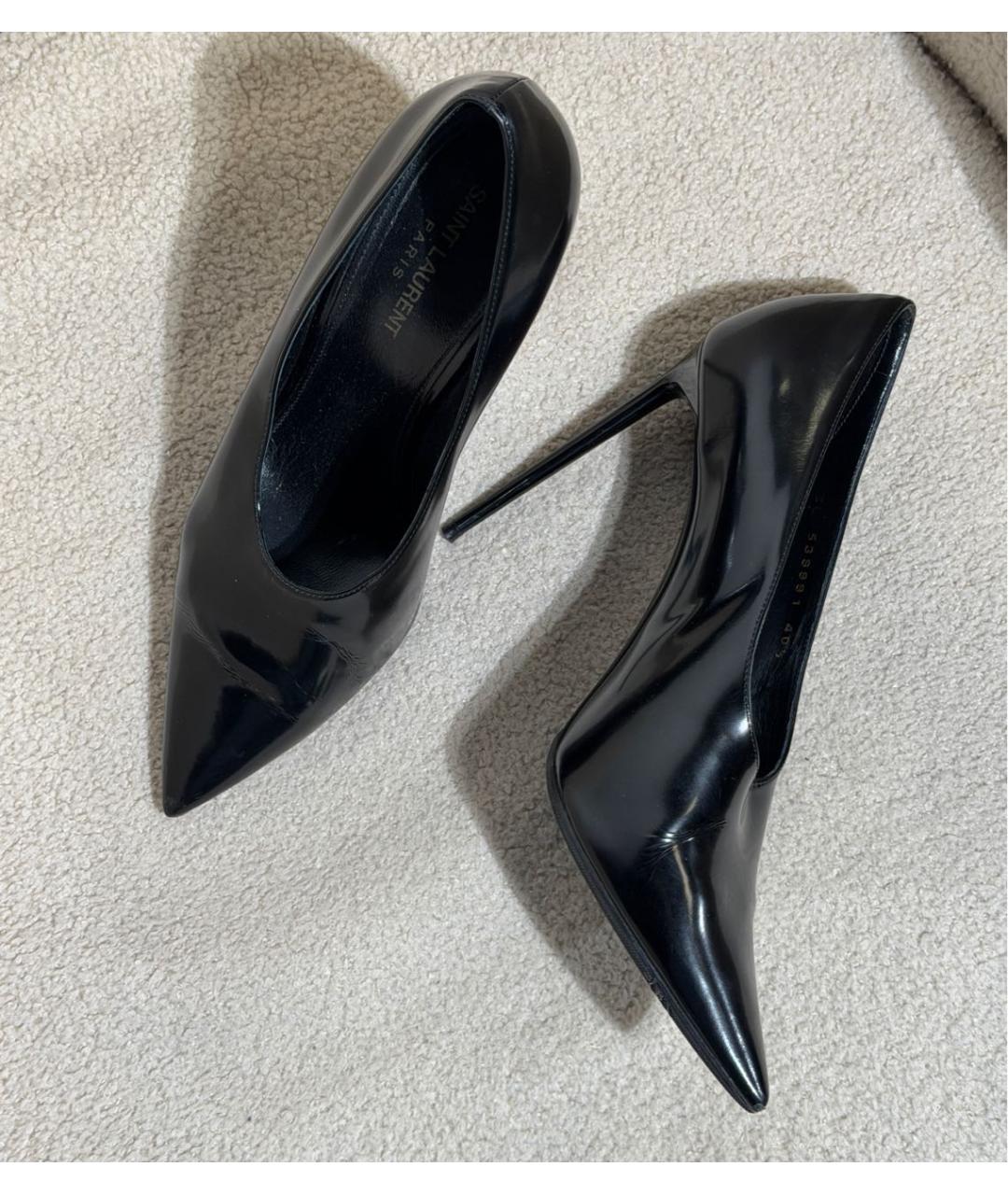 SAINT LAURENT Черные кожаные туфли, фото 6