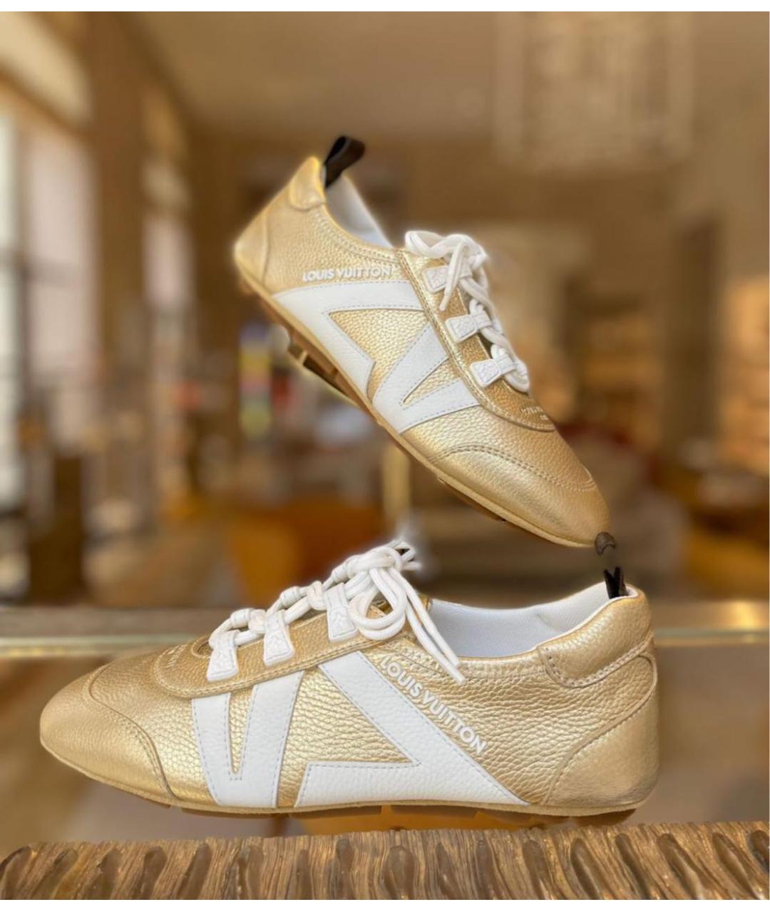 LOUIS VUITTON Золотые кожаные кеды, фото 6