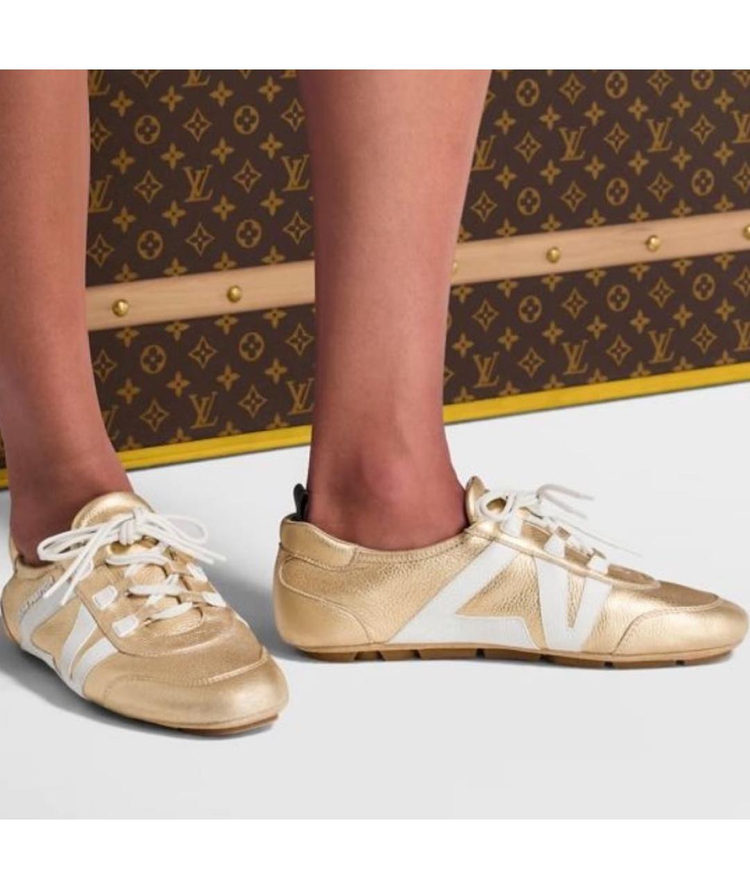 LOUIS VUITTON Золотые кожаные кеды, фото 7