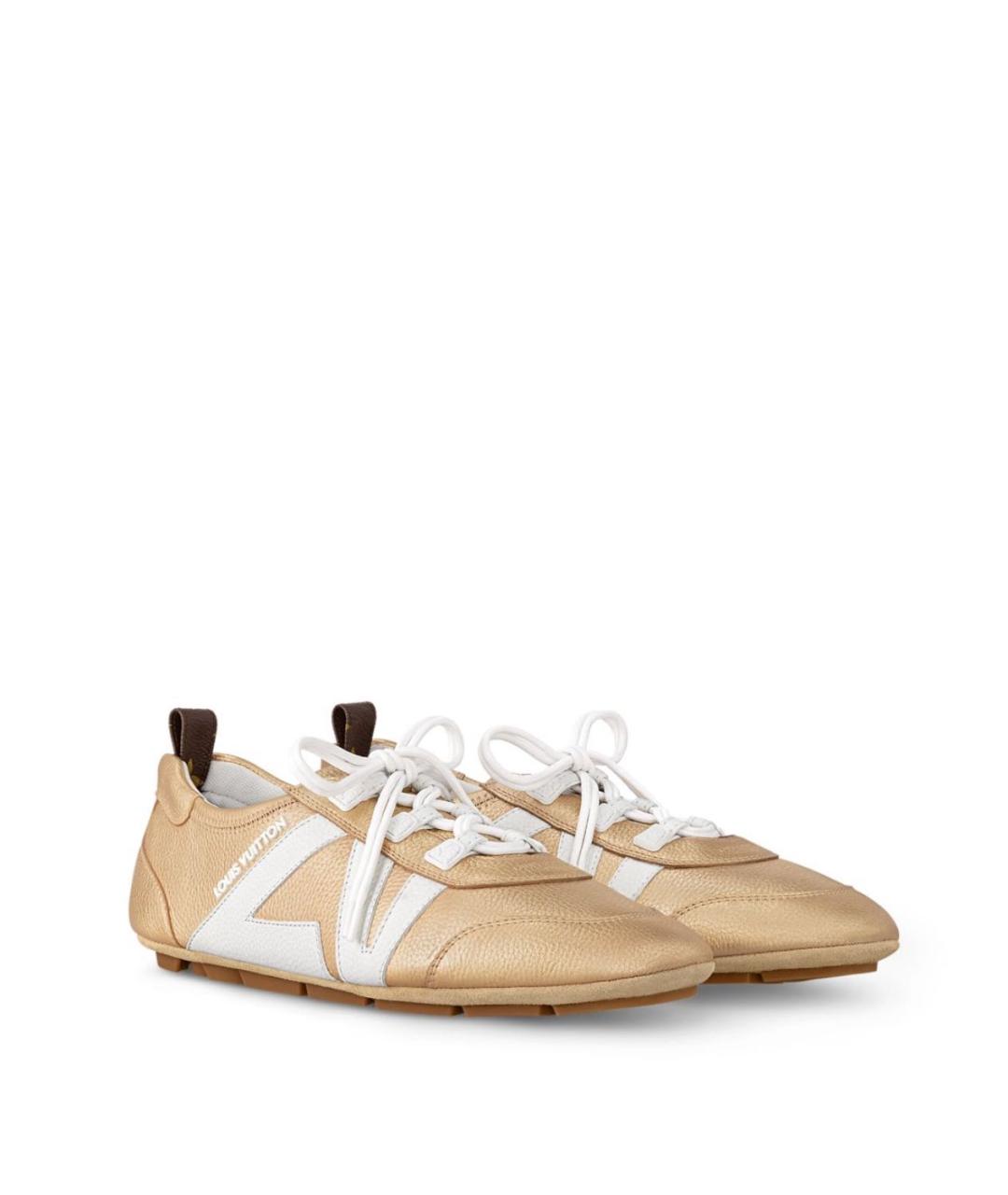 LOUIS VUITTON Золотые кожаные кеды, фото 2